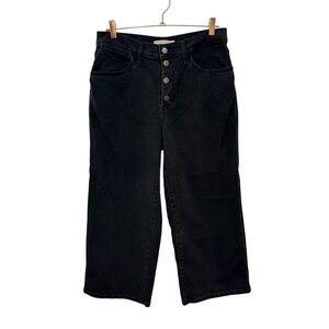 LEVI’S Mile High Cropped Wide Leg Jeans Button Fly Black Size 31